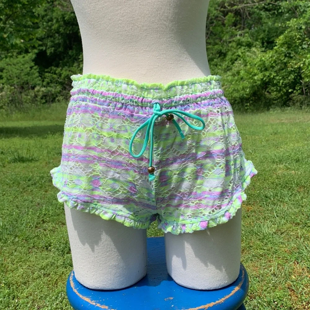 Victoria’s Secret Neon Crochet Lace Shorts Lingerie Beachwear Size Small